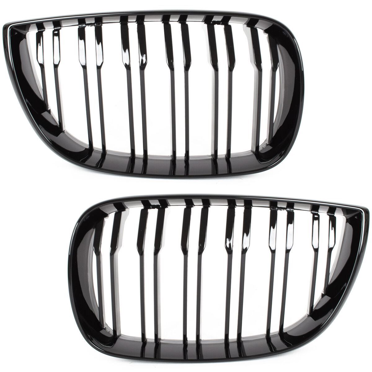 BMW 1 E81 E82 E87 E88 04-07 atrapy między reflektory (nerki) lewa + prawa kpl. BLACK GLOSSY DOUBLE BAR