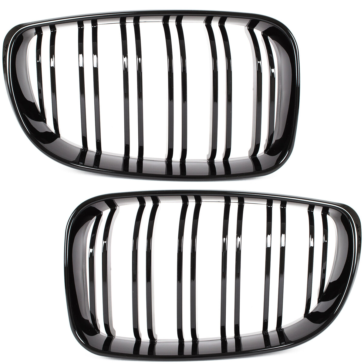 BMW 1 E81 E82 E87 E88 07-11 atrapy między reflektory (nerki) lewa + prawa kpl. BLACK GLOSSY DOUBLE BAR