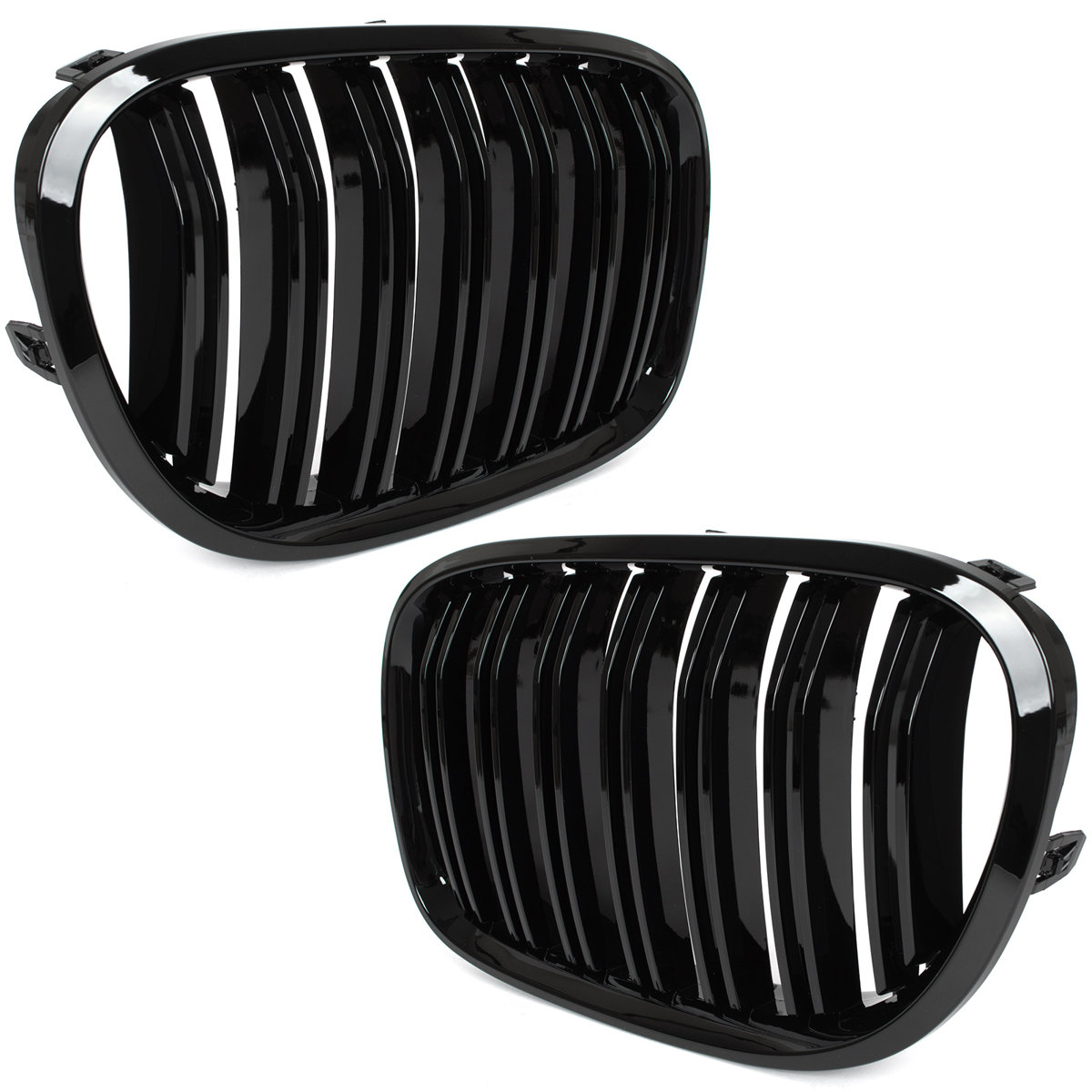 BMW 7 F01 F02 08-11 atrapy między reflektory (nerki) lewa + prawa kpl. BLACK GLOSSY DOUBLE BAR