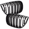 BMW 1 E81 E82 E87 E88 04-07 atrapy między reflektory (nerki) lewa + prawa kpl. BLACK GLOSSY DOUBLE BAR